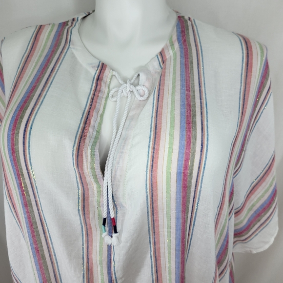 Uncommon Sense Striped COVERUP Womens Size S/M Multicolor Linen Blend Beach NWT - Picture 4 of 16